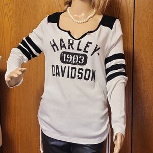 Harley-Davidson Black and White Long Sleeve Tee
